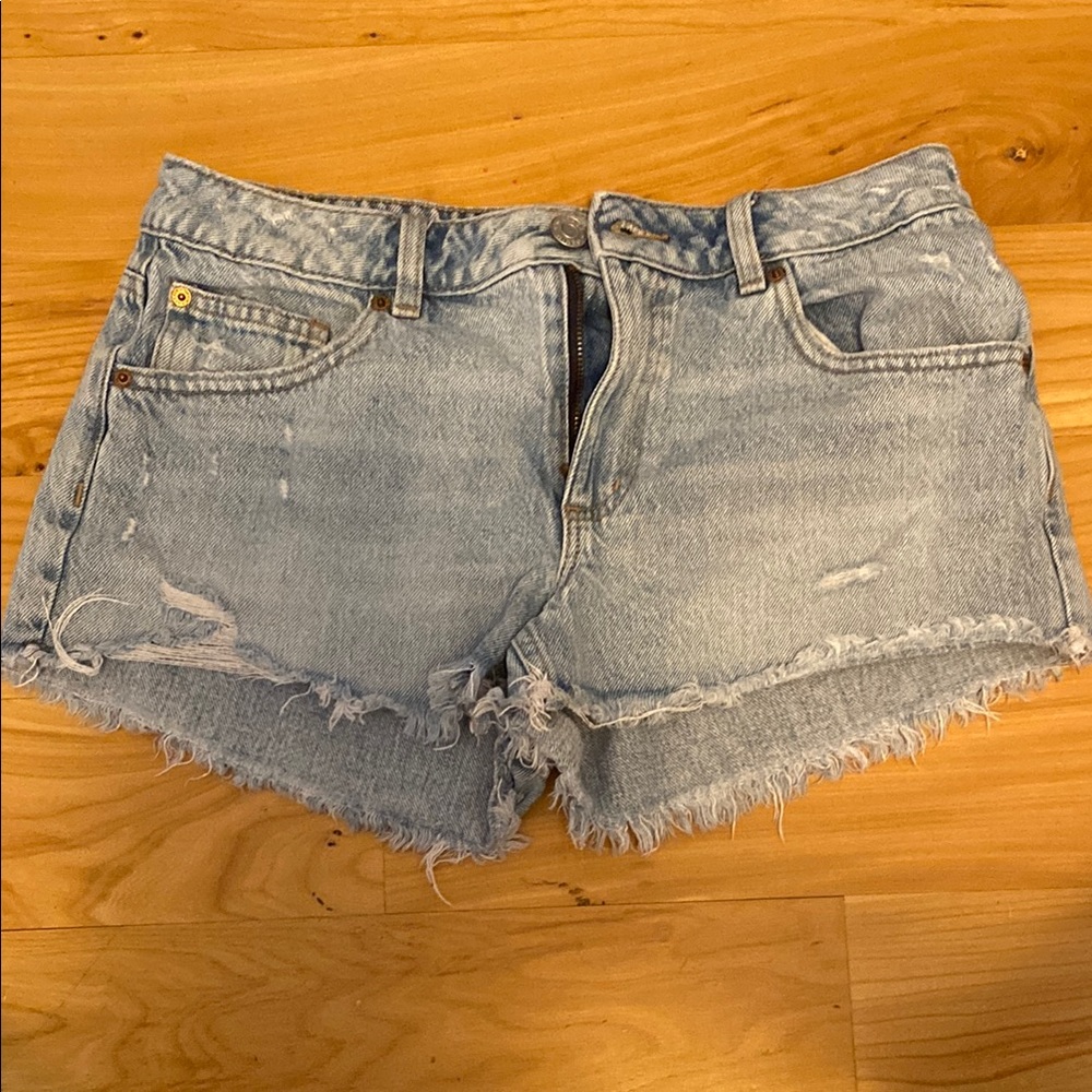 Garage Blue Jean Shorts Distressed Frayed Hem